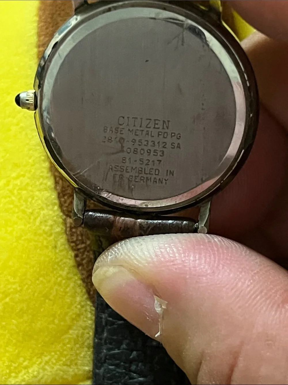 Citizen Men's Quartz Watch Cream Dial Gold-Tone Bezel Brown Leather Strap